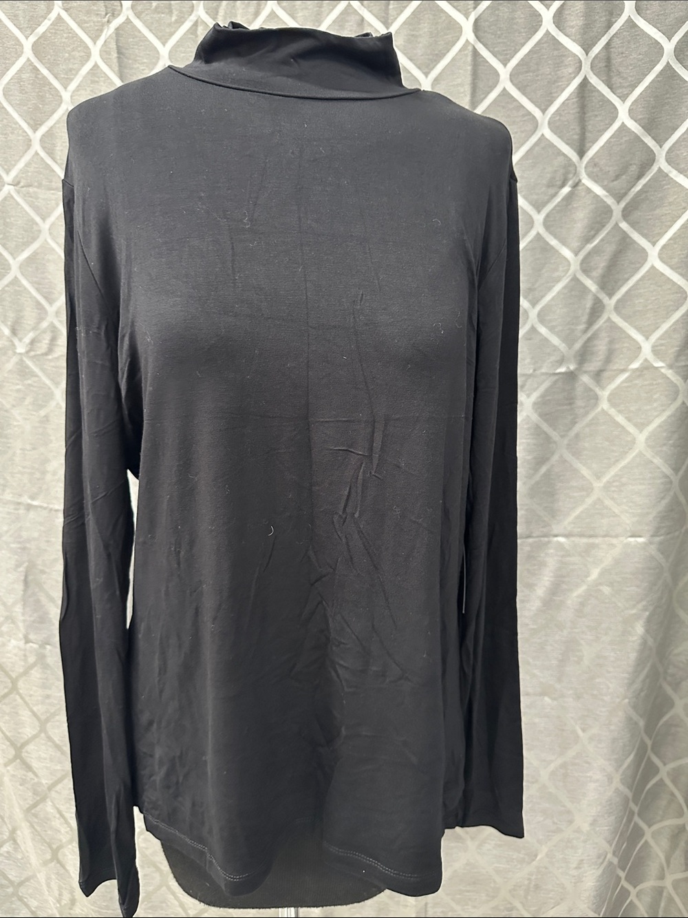 Tahari Black Long-Sleeve Mock Neck Top